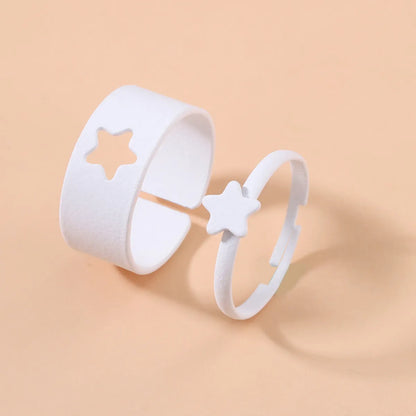 1 Set Fashion Star Heart Shape Metal Stoving Varnish Women'S Open Ring