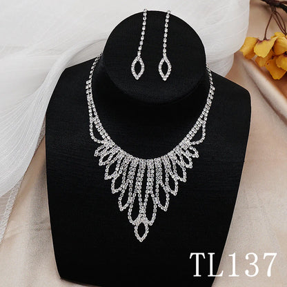 1 Set Fashion Tassel Artificial Crystal Rhinestone Women'S Earrings Necklace