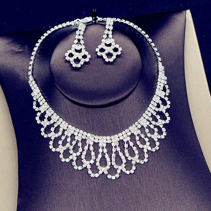 1 Set Fashion Tassel Artificial Crystal Rhinestone Women'S Earrings Necklace