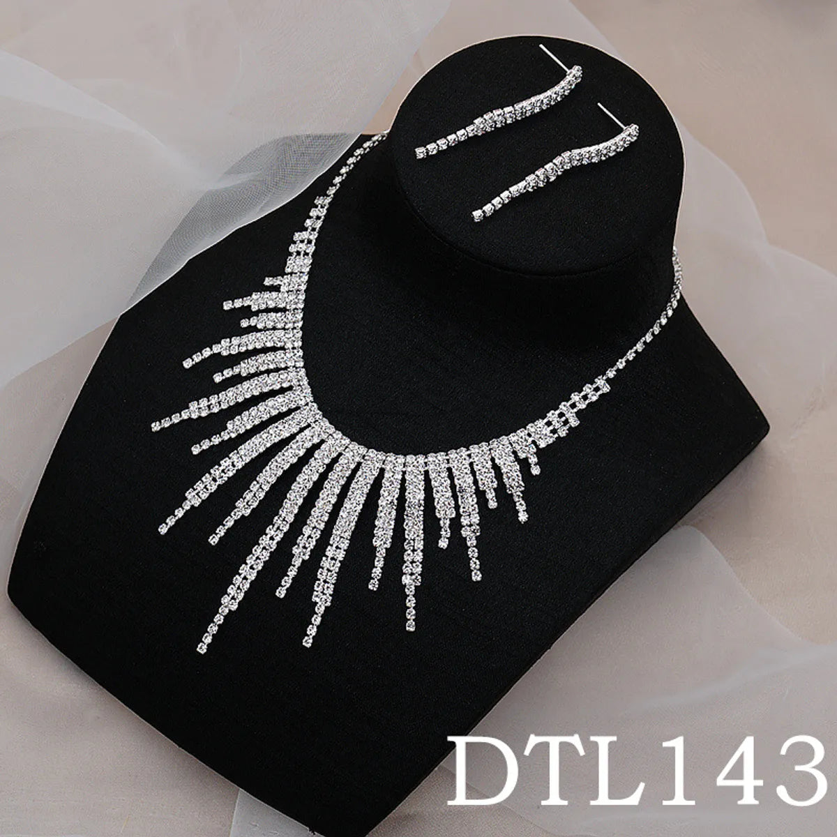 1 Set Fashion Tassel Artificial Crystal Rhinestone Women'S Earrings Necklace