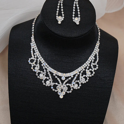 1 Set Fashion Tassel Artificial Crystal Rhinestone Women'S Earrings Necklace