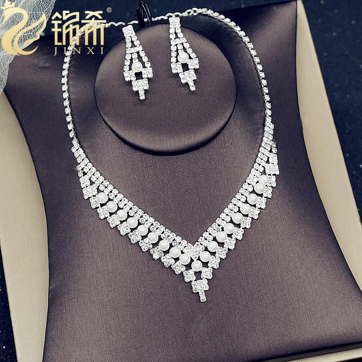 1 Set Fashion Tassel Artificial Crystal Rhinestone Women'S Earrings Necklace