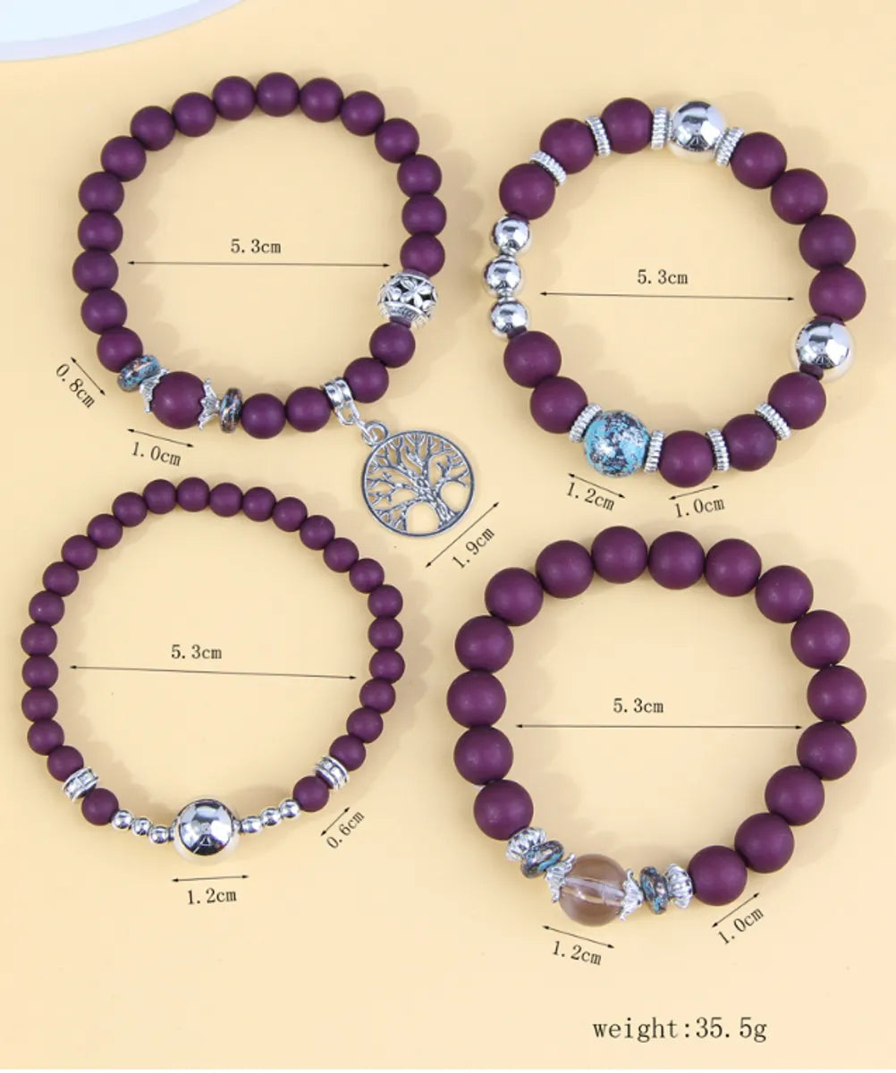 1 Set Fashion Tree Alloy Resin Beaded Women's Bracelets