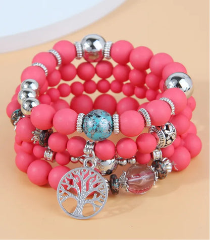 1 Set Fashion Tree Alloy Resin Beaded Women'S Bracelets