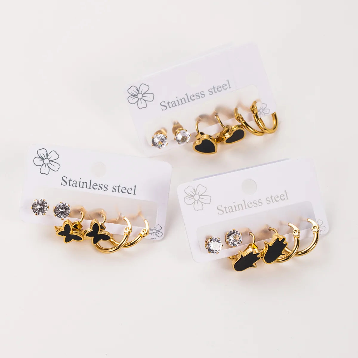 1 Set French Style Modern Style Simple Style Heart Shape Inlay Stainless Steel Zircon Earrings