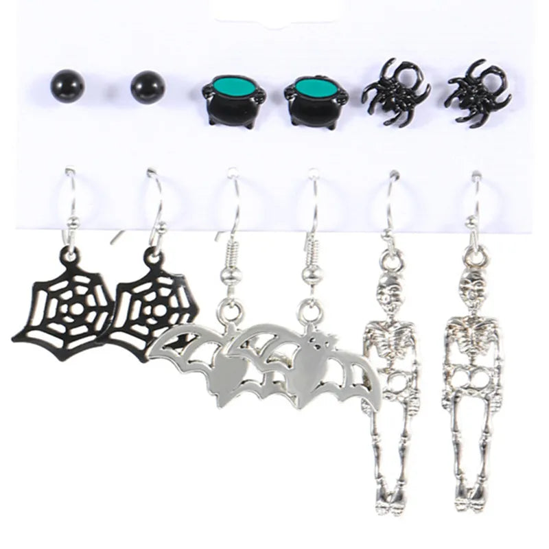 1 Set Funny Pumpkin Spider Ghost Enamel Plating Inlay Alloy Metal Acrylic Rhinestones Zircon Gold Plated Rhodium Plated Silver Plated Drop Earrings Ear Studs