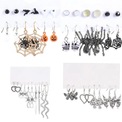 1 Set Funny Pumpkin Spider Ghost Enamel Plating Inlay Alloy Metal Acrylic Rhinestones Zircon Gold Plated Rhodium Plated Silver Plated Drop Earrings Ear Studs