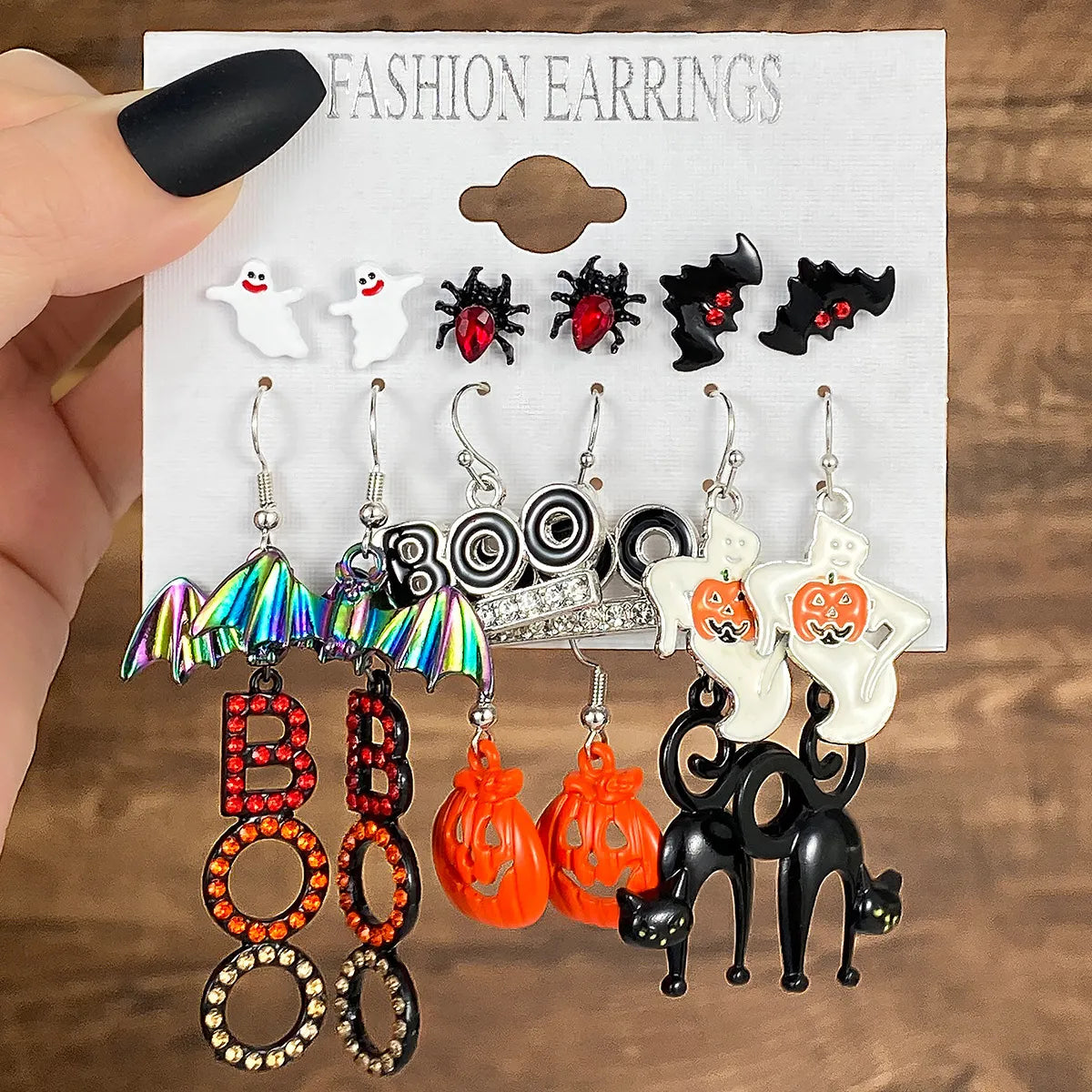 1 Set Hip-Hop Funny Halloween Pattern Pumpkin Spider Web Plating Alloy Drop Earrings Ear Studs