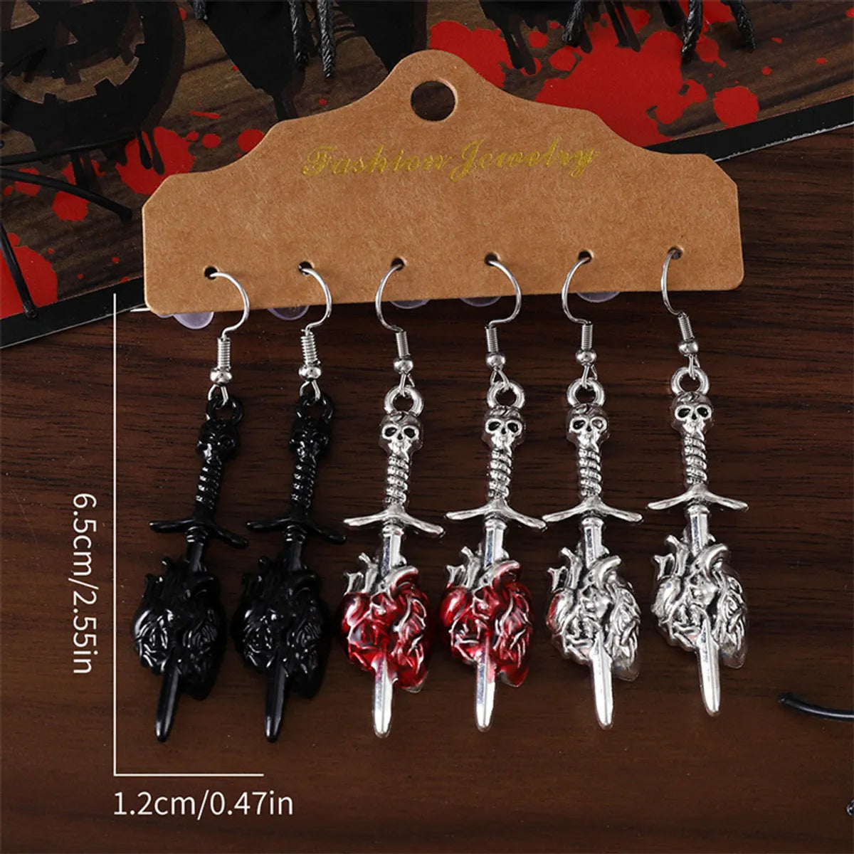 1 Set Hip-Hop Retro Geometric Skull Plating Zinc Alloy Drop Earrings