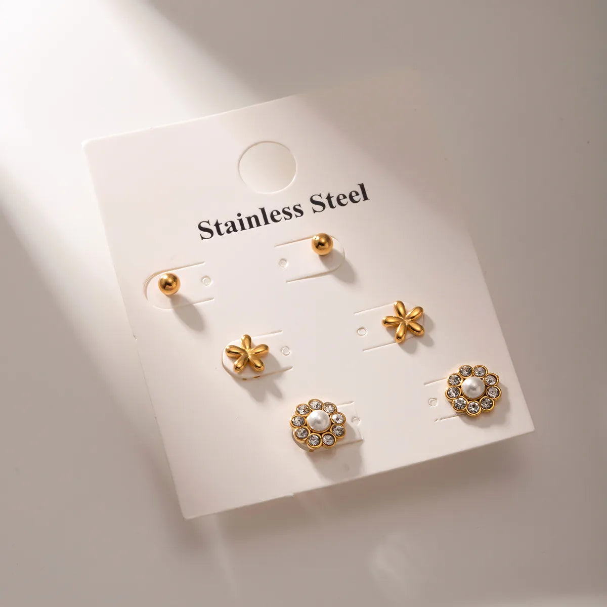 1 Set IG Style Flower 316 Stainless Steel  18K Gold Plated Ear Studs