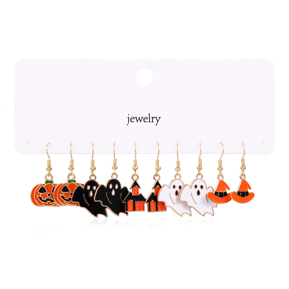 1 Set IG Style Funny Pumpkin Candy Ghost Enamel Zinc Alloy Ear Hook