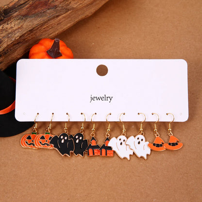 1 Set IG Style Funny Pumpkin Candy Ghost Enamel Zinc Alloy Ear Hook