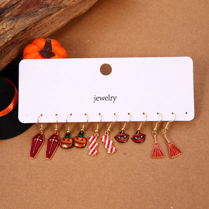 1 Set IG Style Funny Pumpkin Candy Ghost Enamel Zinc Alloy Ear Hook