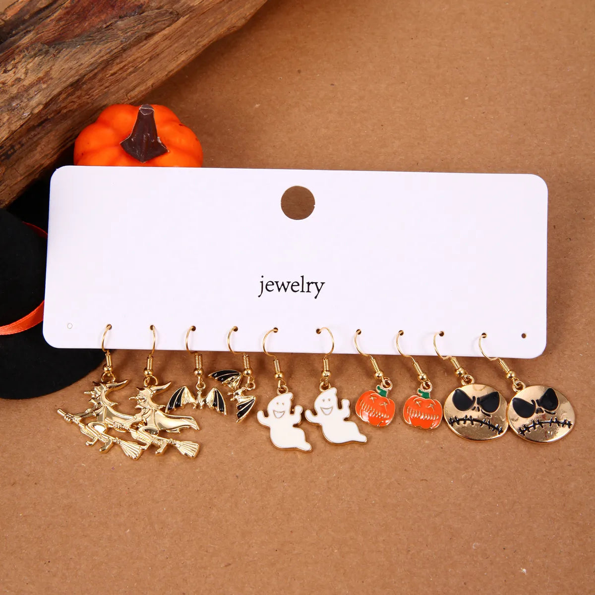 1 Set IG Style Funny Pumpkin Candy Ghost Enamel Zinc Alloy Ear Hook