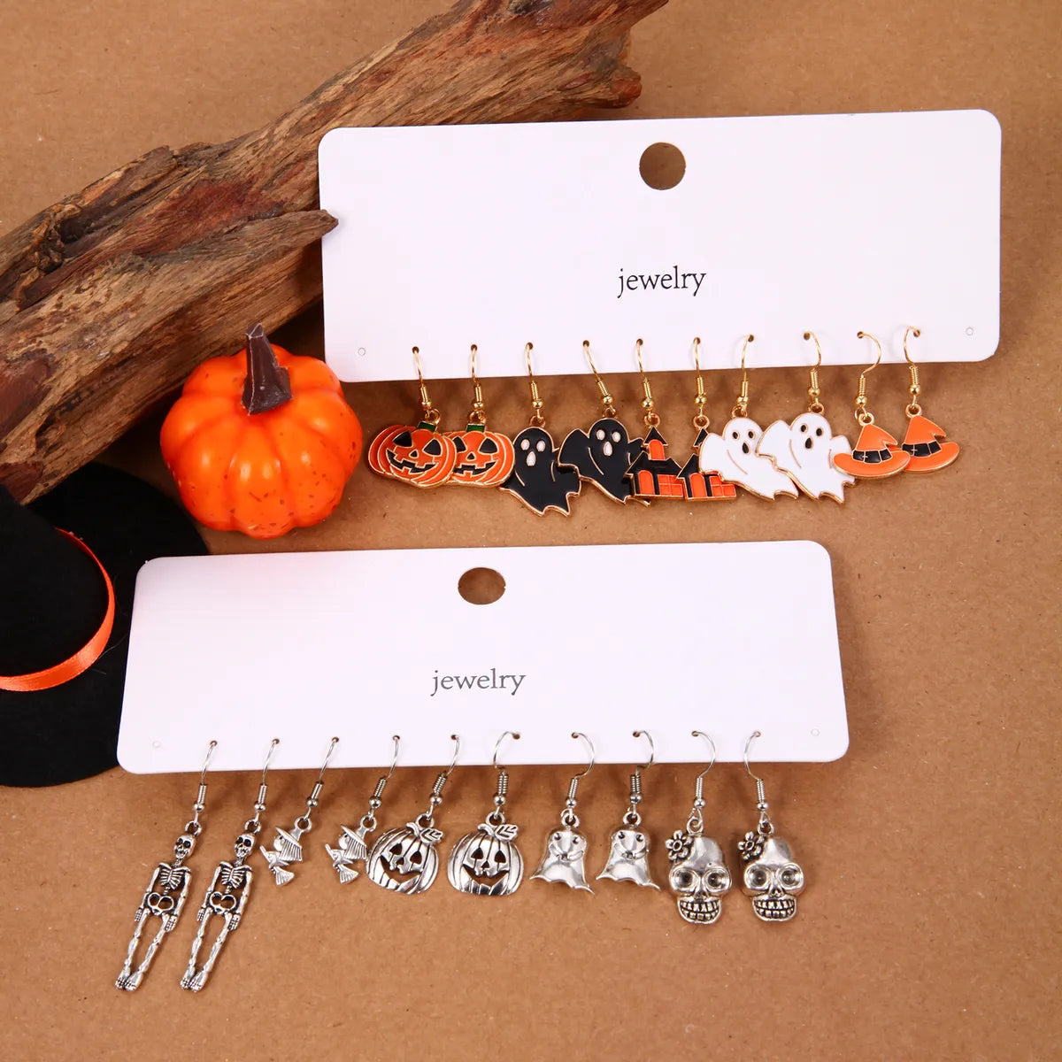 1 Set IG Style Funny Pumpkin Candy Ghost Enamel Zinc Alloy Ear Hook