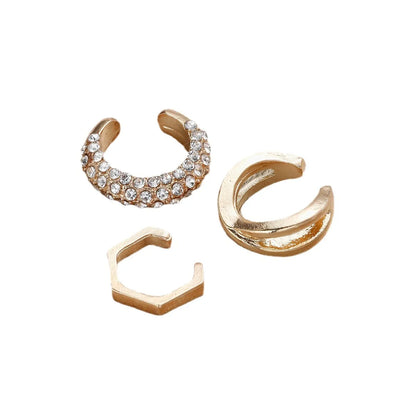 1 Set IG Style Modern Style C Shape Geometric Plating Inlay Alloy Artificial Crystal Ear Cuffs