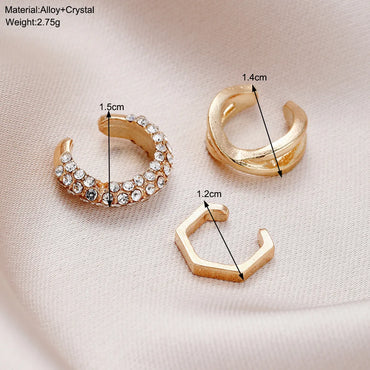 1 Set IG Style Modern Style C Shape Geometric Plating Inlay Alloy Artificial Crystal Ear Cuffs