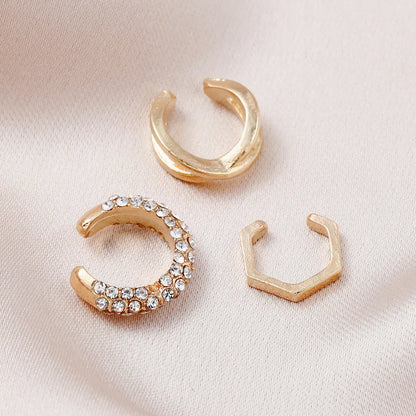 1 Set IG Style Modern Style C Shape Geometric Plating Inlay Alloy Artificial Crystal Ear Cuffs