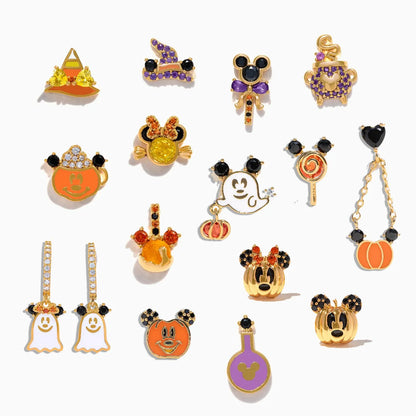 1 Set IG Style Pumpkin Ghost Bow Knot Plating Copper Zircon Ear Studs