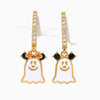 1 Set IG Style Pumpkin Ghost Bow Knot Plating Copper Zircon Ear Studs