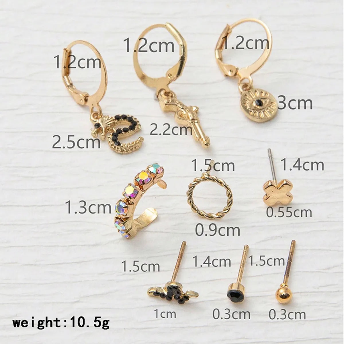 1 Set Ig Style Simple Style Cross Snake Bow Knot Plating Inlay Alloy Zircon Gold Plated Ear Studs