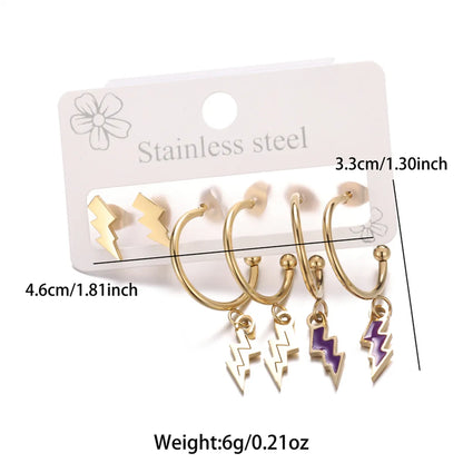 1 Set Ig Style Simple Style Devil's Eye Lightning Polishing Plating Stainless Steel 18k Gold Plated Earrings