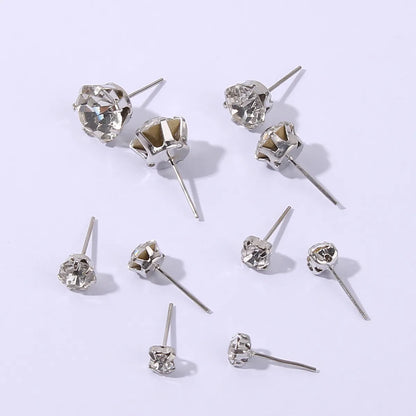 1 Set IG Style Simple Style Round Inlay Metal Acrylic Rhinestones Gold Plated Rhodium Plated Ear Studs