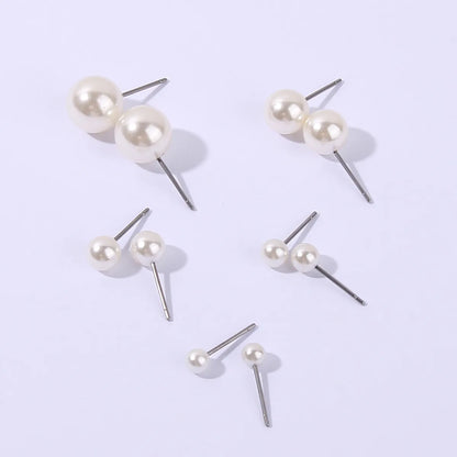 1 Set IG Style Simple Style Round Inlay Metal Acrylic Rhinestones Gold Plated Rhodium Plated Ear Studs