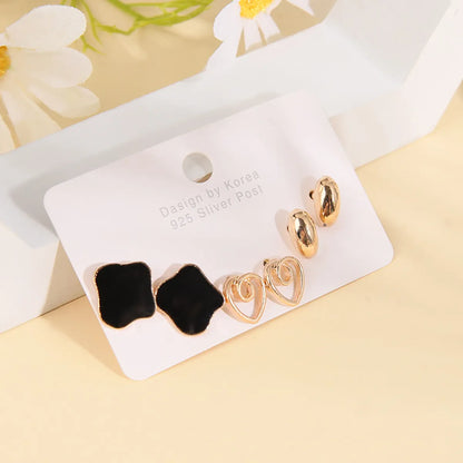 1 Set Ins Style Fashion Heart Shape Alloy Plating Women's Ear Studs