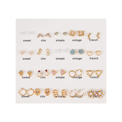 1 Set Lady Geometric Plating Alloy Ear Studs