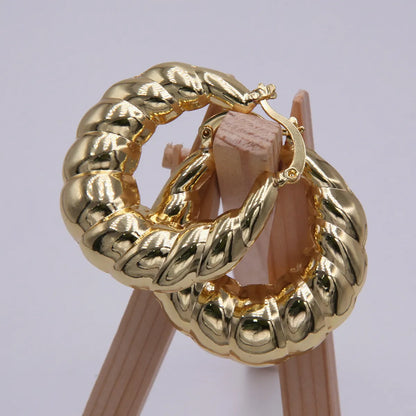 1 Set Lady Round Plating Copper 18k Gold Plated Earrings