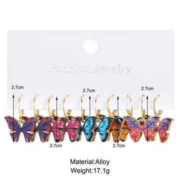 1 Set Lady Streetwear Butterfly Enamel Plating Alloy Drop Earrings