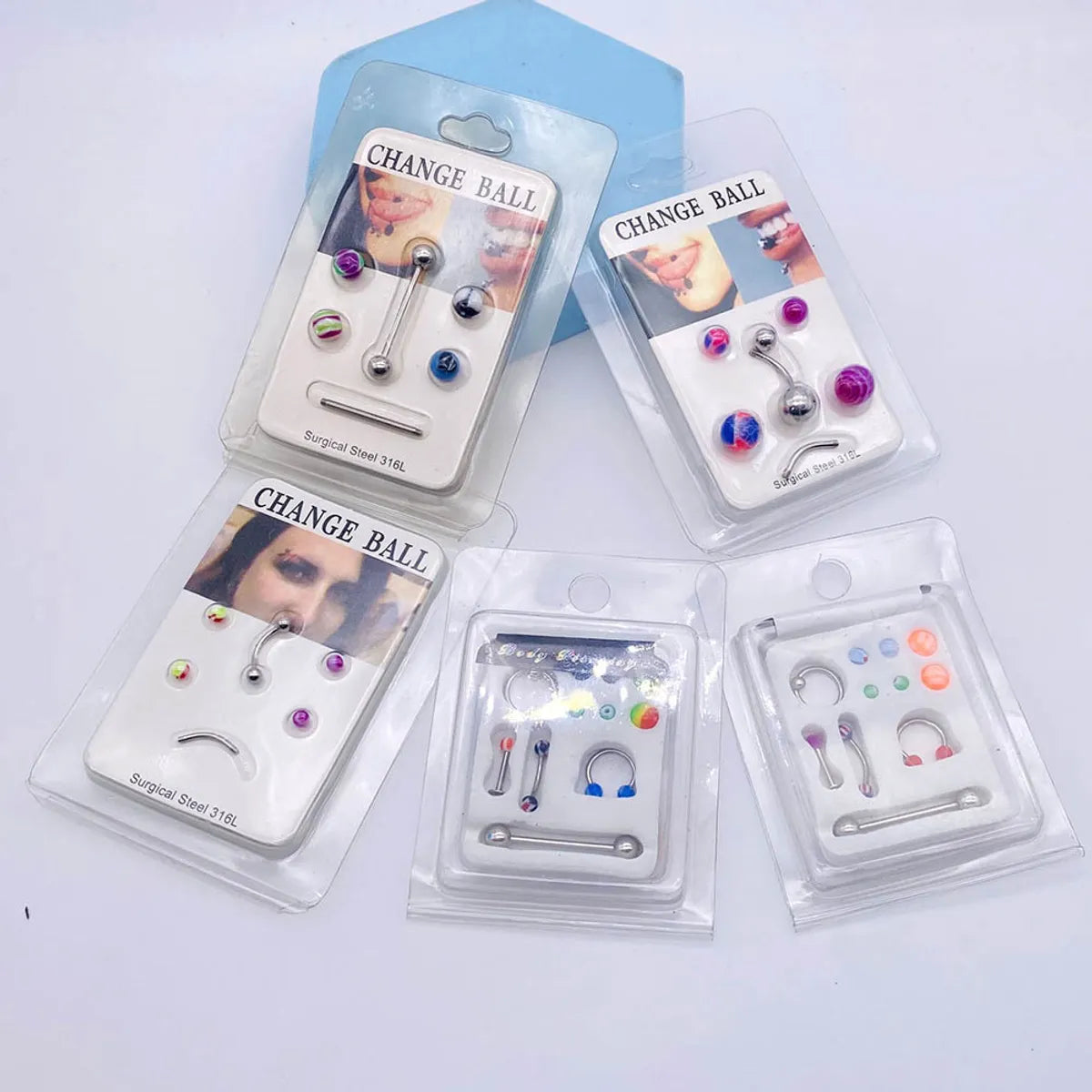 1 Set Lip Rings Simple Style Geometric Stainless Steel Plating Belly Ring Nose Ring Nose Studs