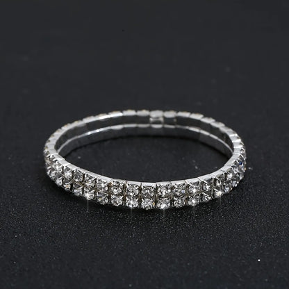 Luxurious Geometric Alloy Plating Rhinestones Silver Plated Women's Bracelets Earrings Necklace