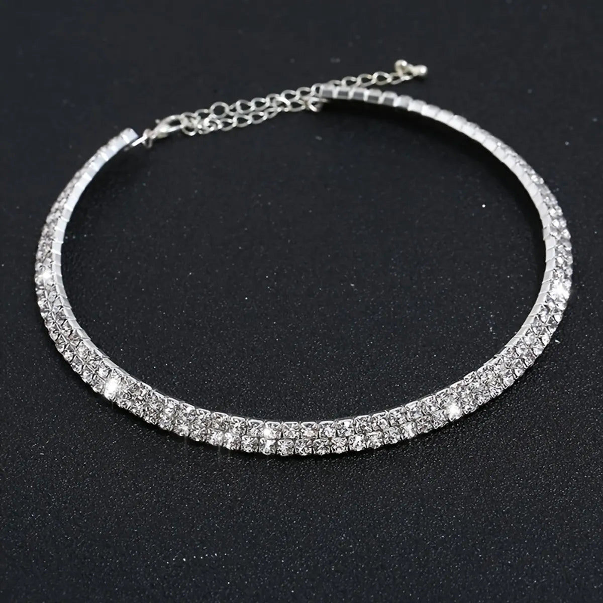 Luxurious Geometric Alloy Plating Rhinestones Silver Plated Women's Bracelets Earrings Necklace