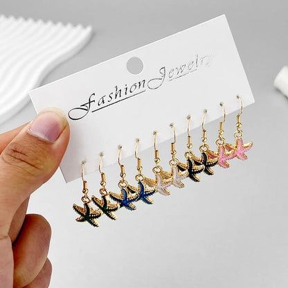 1 Set Marine Style Starfish Enamel Zinc Alloy Drop Earrings