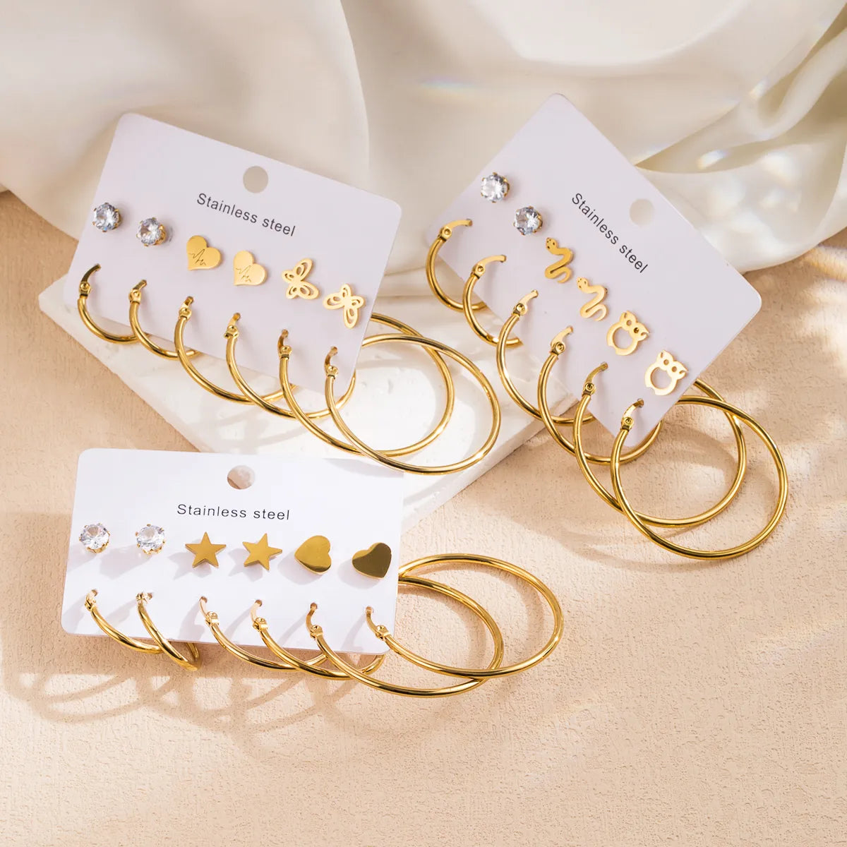 1 Set Modern Style Simple Style Solid Color Stainless Steel Earrings