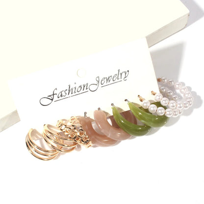 1 Set Modern Style Solid Color Arylic Imitation Pearl Alloy Earrings