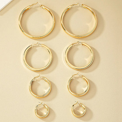 1 Set Nordic Style Simple Style Round Plating Alloy Gold Plated Hoop Earrings