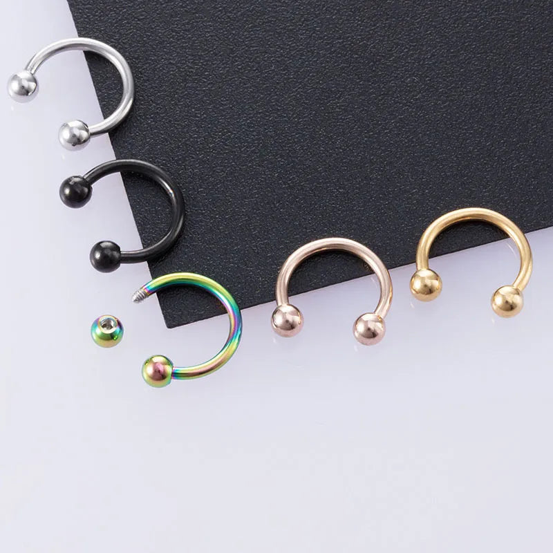 1 Set Nose Rings & Studs Modern Style Classic Style Cool Style C Shape 304 Stainless Steel Plating 14K Gold Plated Lip Ring Nose Ring