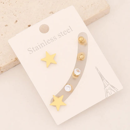 1 Set Preppy Style Simple Style Commute Star Patchwork Stainless Steel Ear Studs