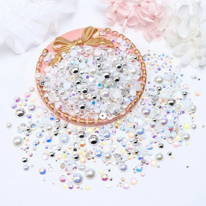 1 Set Resin Rhinestone Round Beads