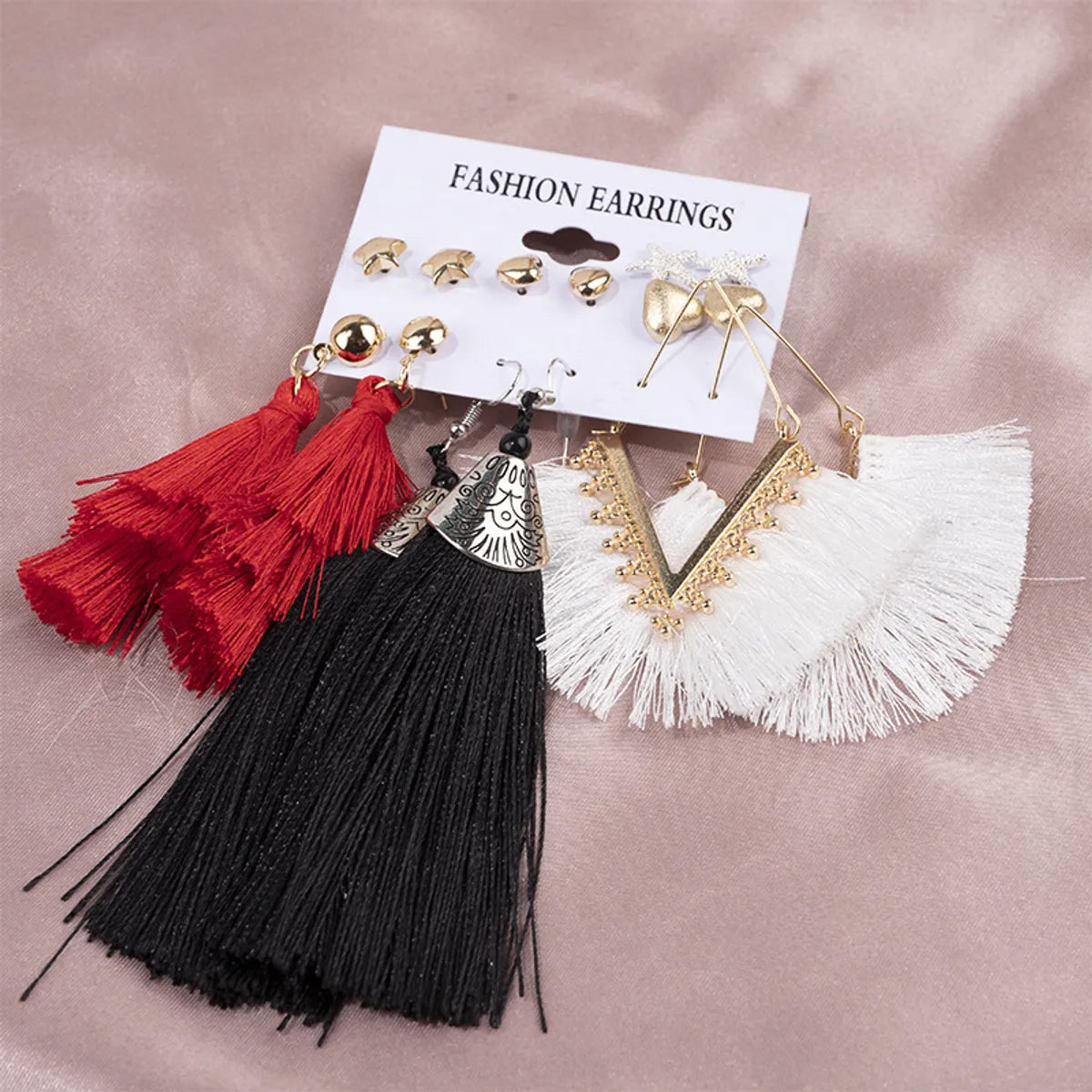 1 Set Retro Classic Style Hexagon Tassel Leopard Inlay Arylic Wax Line Metal Artificial Pearls Earrings