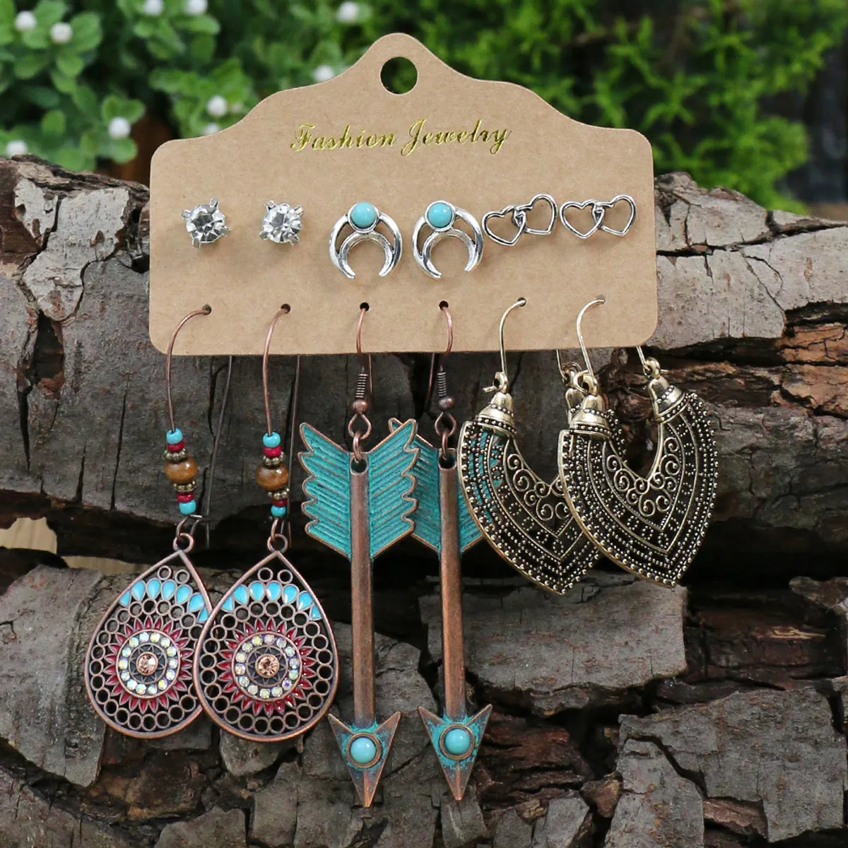 1 Set Retro Color Block Plating Alloy Drop Earrings