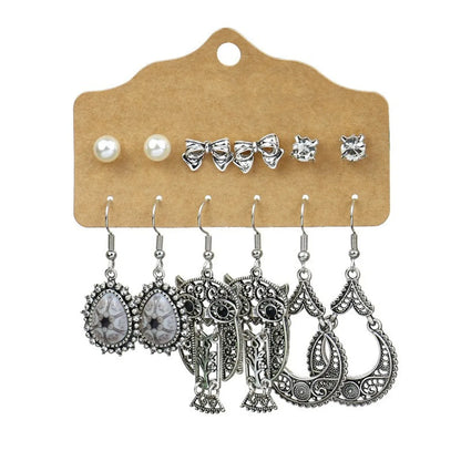 1 Set Retro Color Block Plating Alloy Drop Earrings