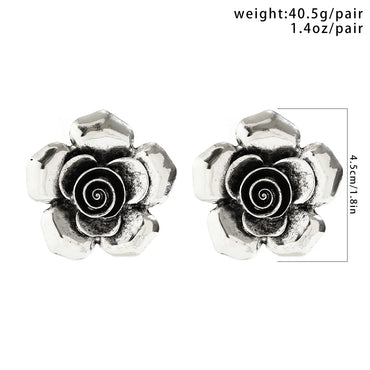 1 Set Retro Exaggerated Ethnic Style Flower Irregular Three-Dimensional Alloy Ear Studs