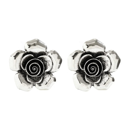 1 Set Retro Exaggerated Ethnic Style Flower Irregular Three-Dimensional Alloy Ear Studs