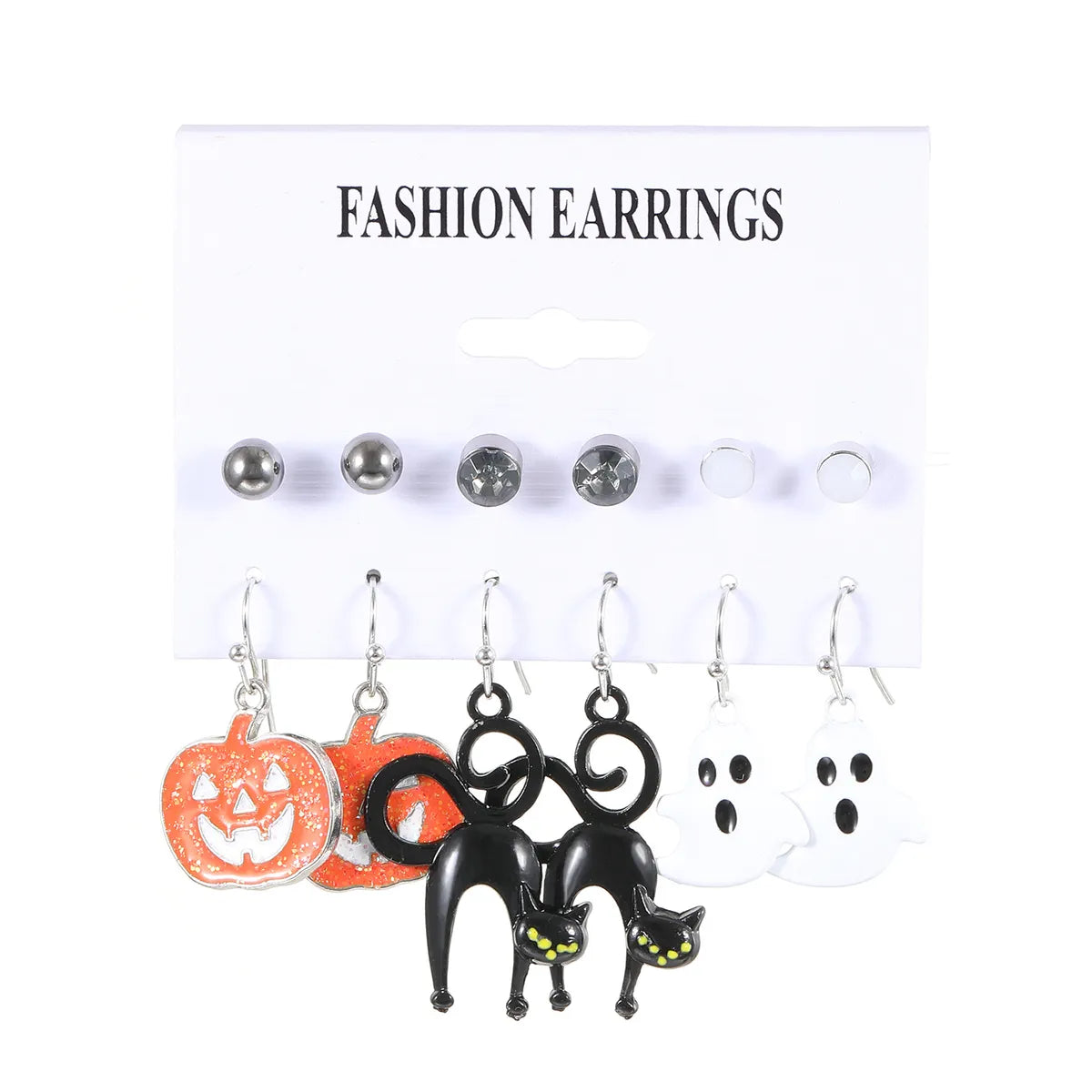 1 Set Retro Funny Punk Halloween Pattern Pumpkin Skull Plating Alloy 14k Gold Plated Silver Plated Earrings