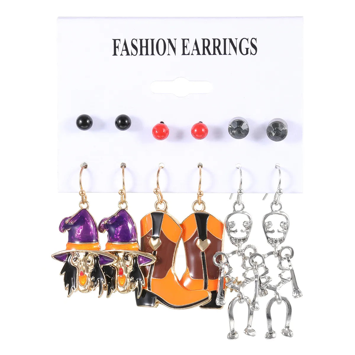 1 Set Retro Funny Punk Halloween Pattern Pumpkin Skull Plating Alloy 14k Gold Plated Silver Plated Earrings