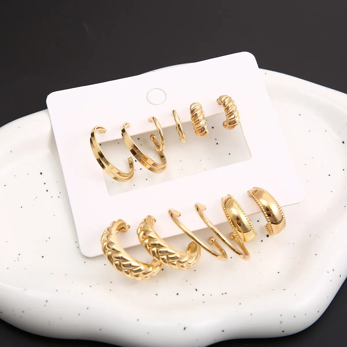 1 Set Retro Simple Style C Shape Plating Alloy Gold Plated Silver Plated Earrings